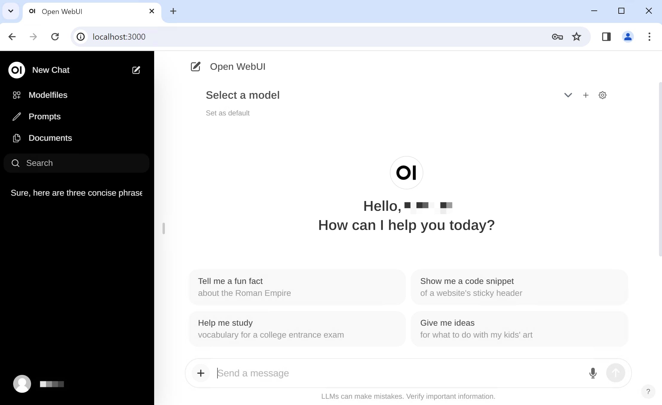 OpenWebUI interface